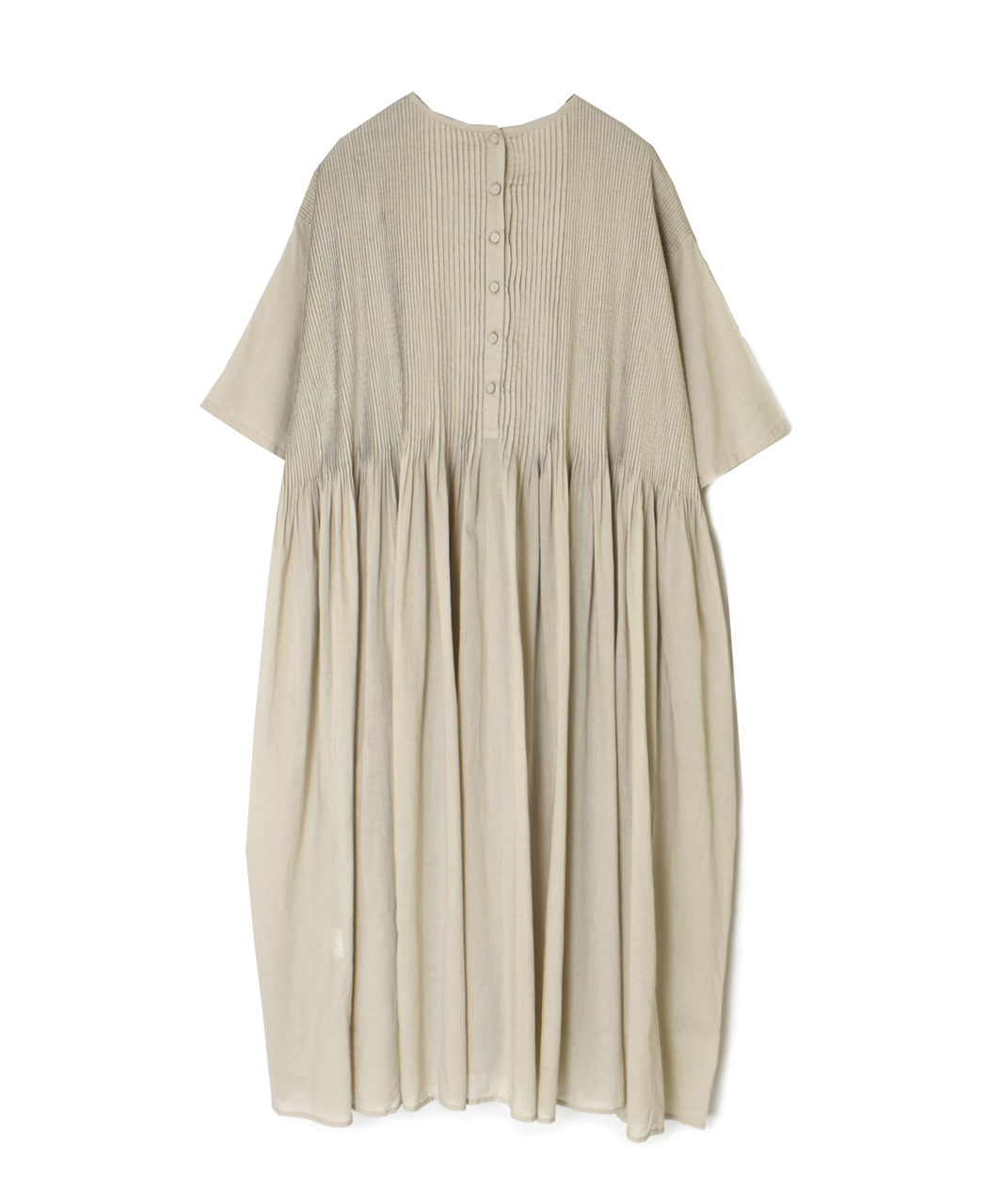 NMDS26243(ワンピース) 80s ORGANIC COTTON VOILE CREW-NECK HALF/SLEEVE DRESS WITH MINI PINTUCK
