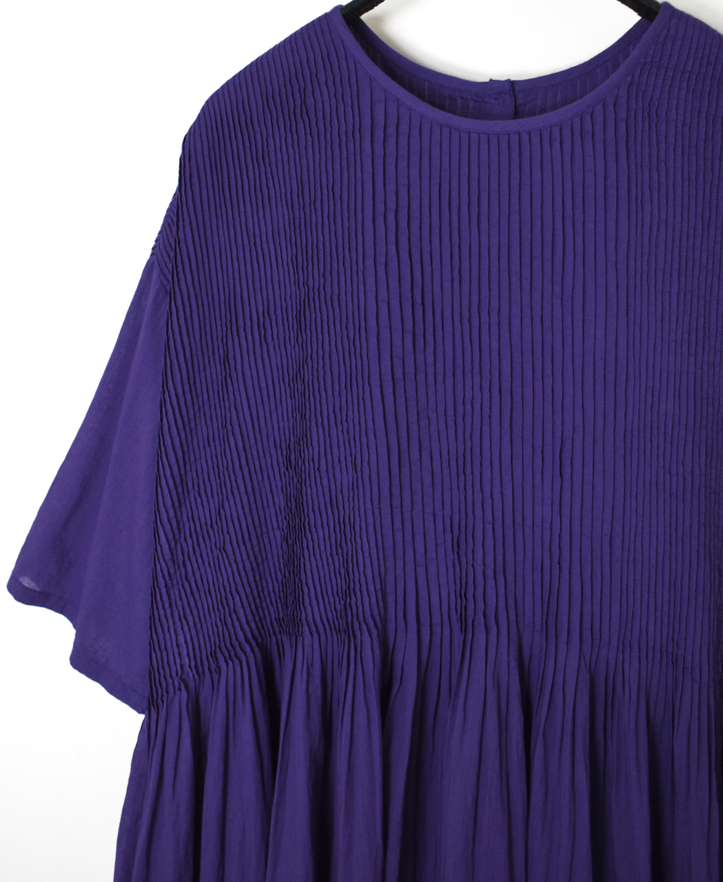 NMDS26243(ワンピース) 80s ORGANIC COTTON VOILE CREW-NECK HALF/SLEEVE DRESS WITH MINI PINTUCK