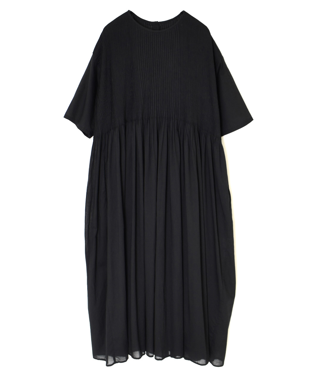 NMDS26243(ワンピース) 80s ORGANIC COTTON VOILE CREW-NECK HALF/SLEEVE DRESS WITH MINI PINTUCK