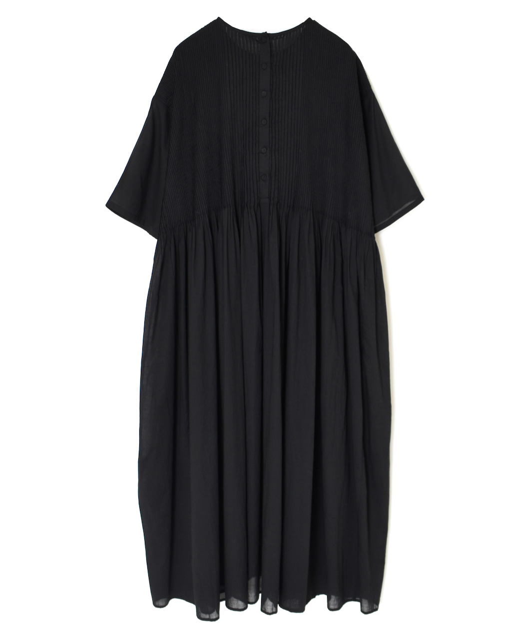 NMDS26243(ワンピース) 80s ORGANIC COTTON VOILE CREW-NECK HALF/SLEEVE DRESS WITH MINI PINTUCK