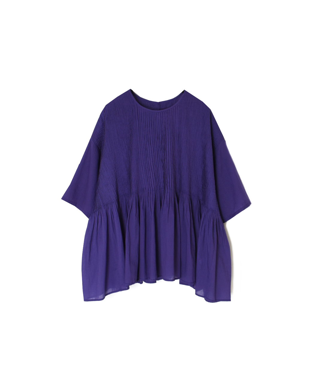 NMDS26241(シャツ) 80s ORGANIC COTTON VOILE CREW-NECK PULLOVER HALF/SLEEVE SHIRT WITH MINI PINTUCK