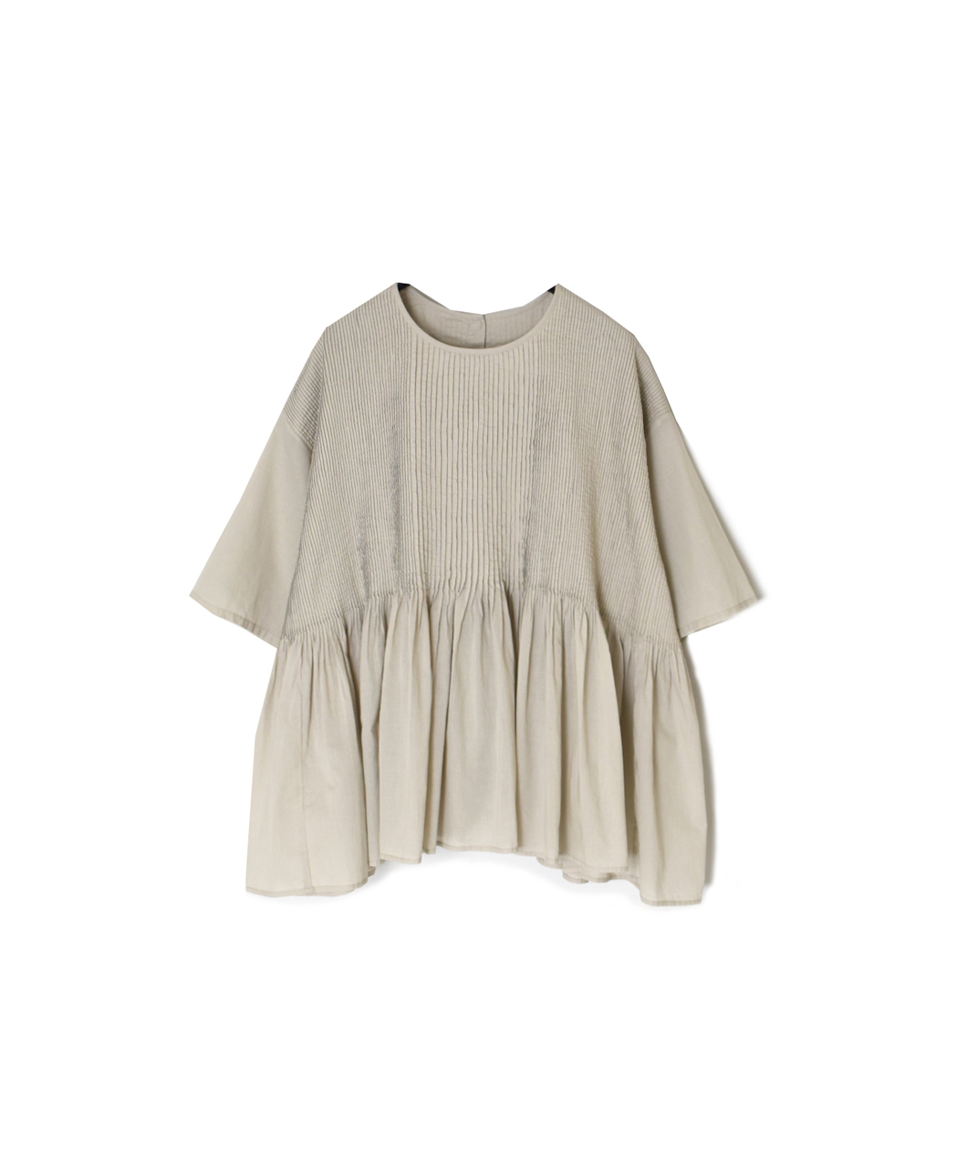 NMDS26241(シャツ) 80s ORGANIC COTTON VOILE CREW-NECK PULLOVER HALF/SLEEVE SHIRT WITH MINI PINTUCK