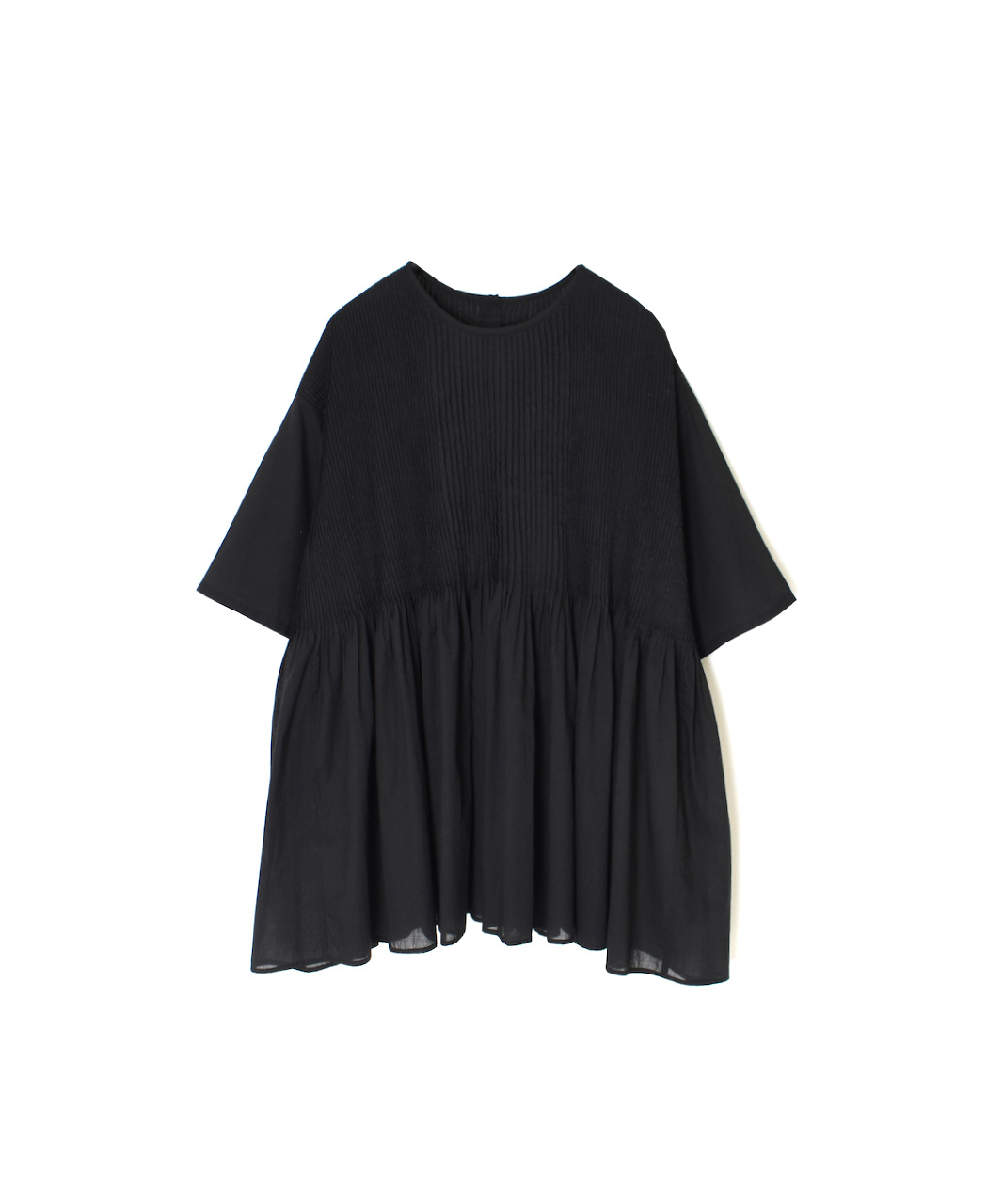 NMDS26241(シャツ) 80s ORGANIC COTTON VOILE CREW-NECK PULLOVER HALF/SLEEVE SHIRT WITH MINI PINTUCK