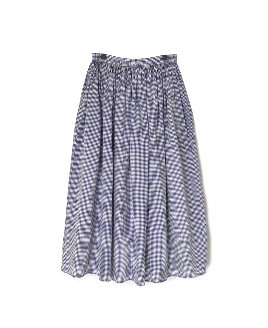 INMDS26026(スカート) HANDWOVEN COTTON/SILK GINGHAM CHECK GATHERERD SKIRT