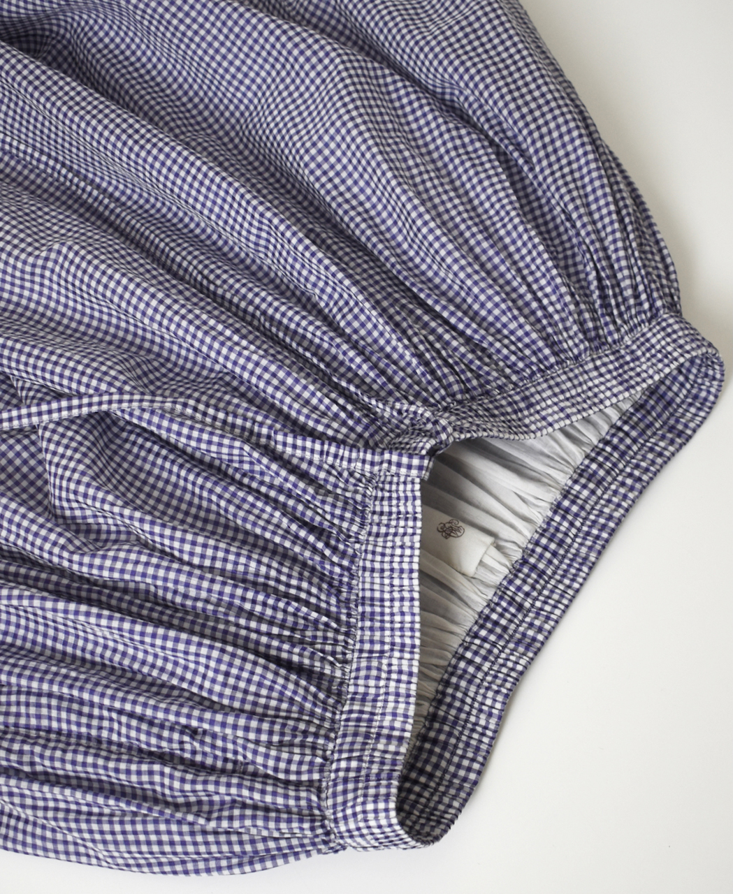 INMDS26026(スカート) HANDWOVEN COTTON/SILK GINGHAM CHECK GATHERERD SKIRT