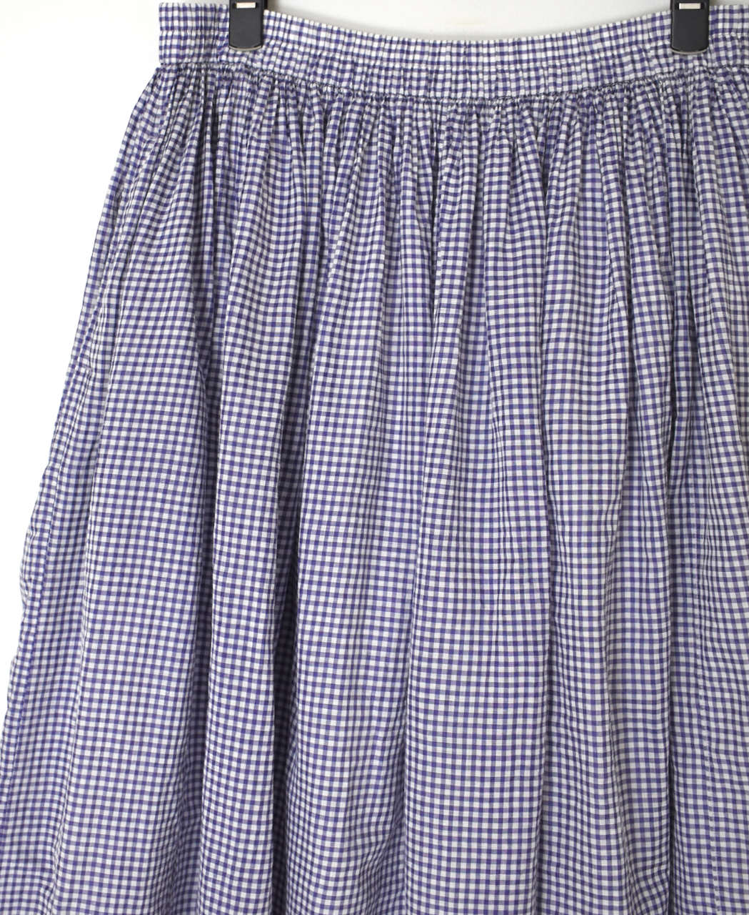 INMDS26026(スカート) HANDWOVEN COTTON/SILK GINGHAM CHECK GATHERERD SKIRT