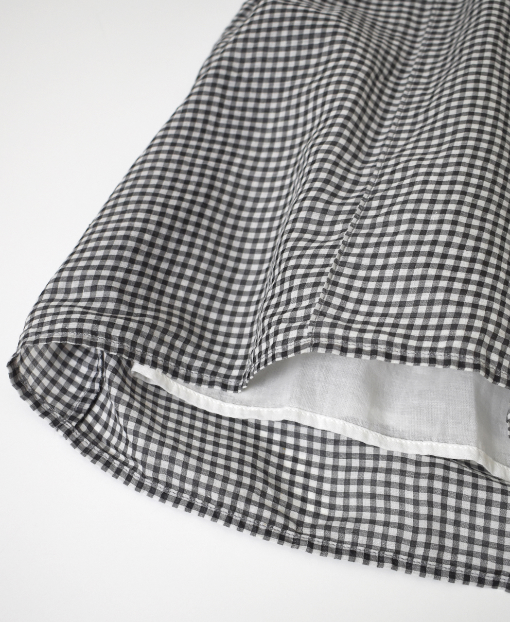 INMDS26026(スカート) HANDWOVEN COTTON/SILK GINGHAM CHECK GATHERERD SKIRT