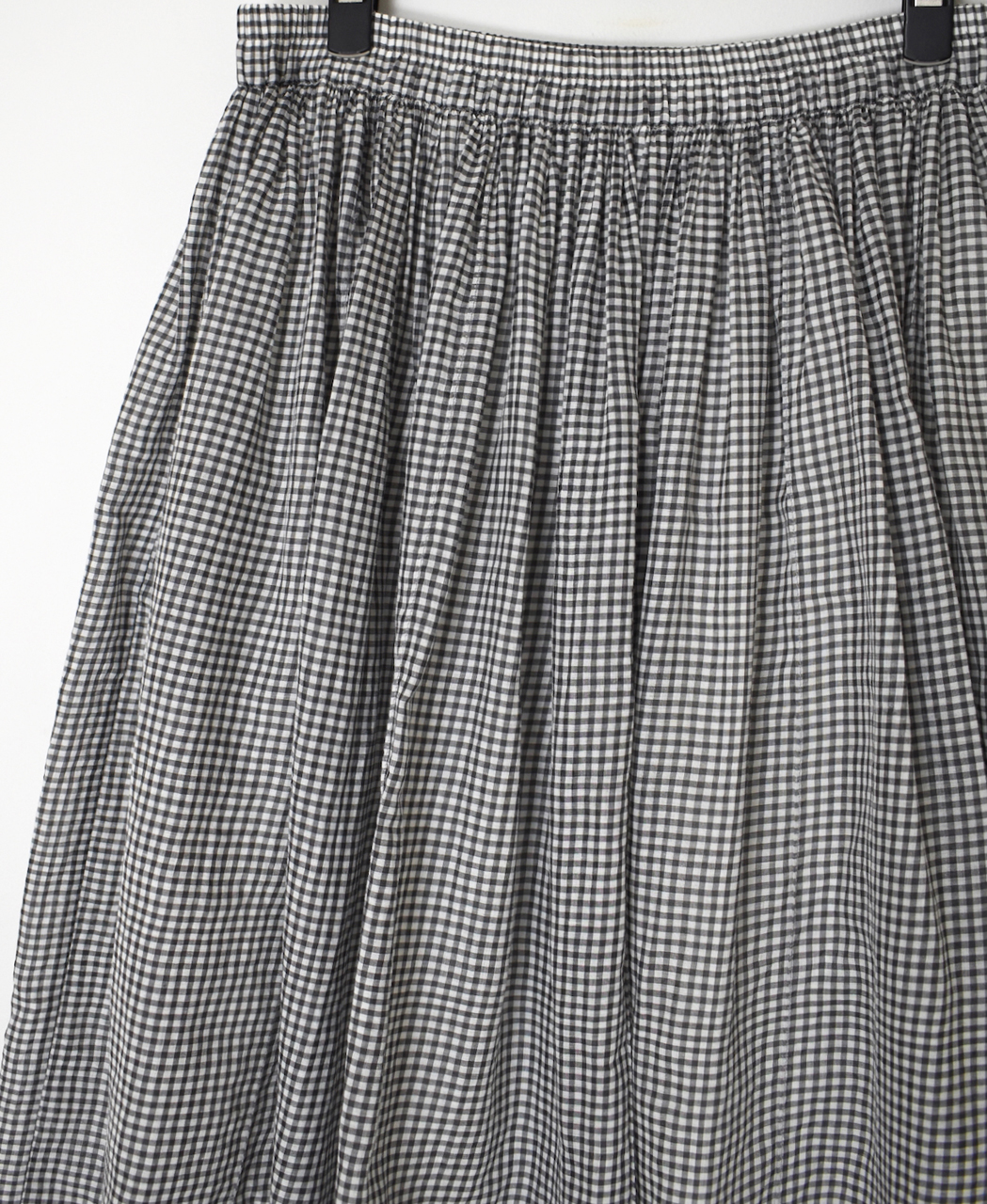 INMDS26026(スカート) HANDWOVEN COTTON/SILK GINGHAM CHECK GATHERERD SKIRT