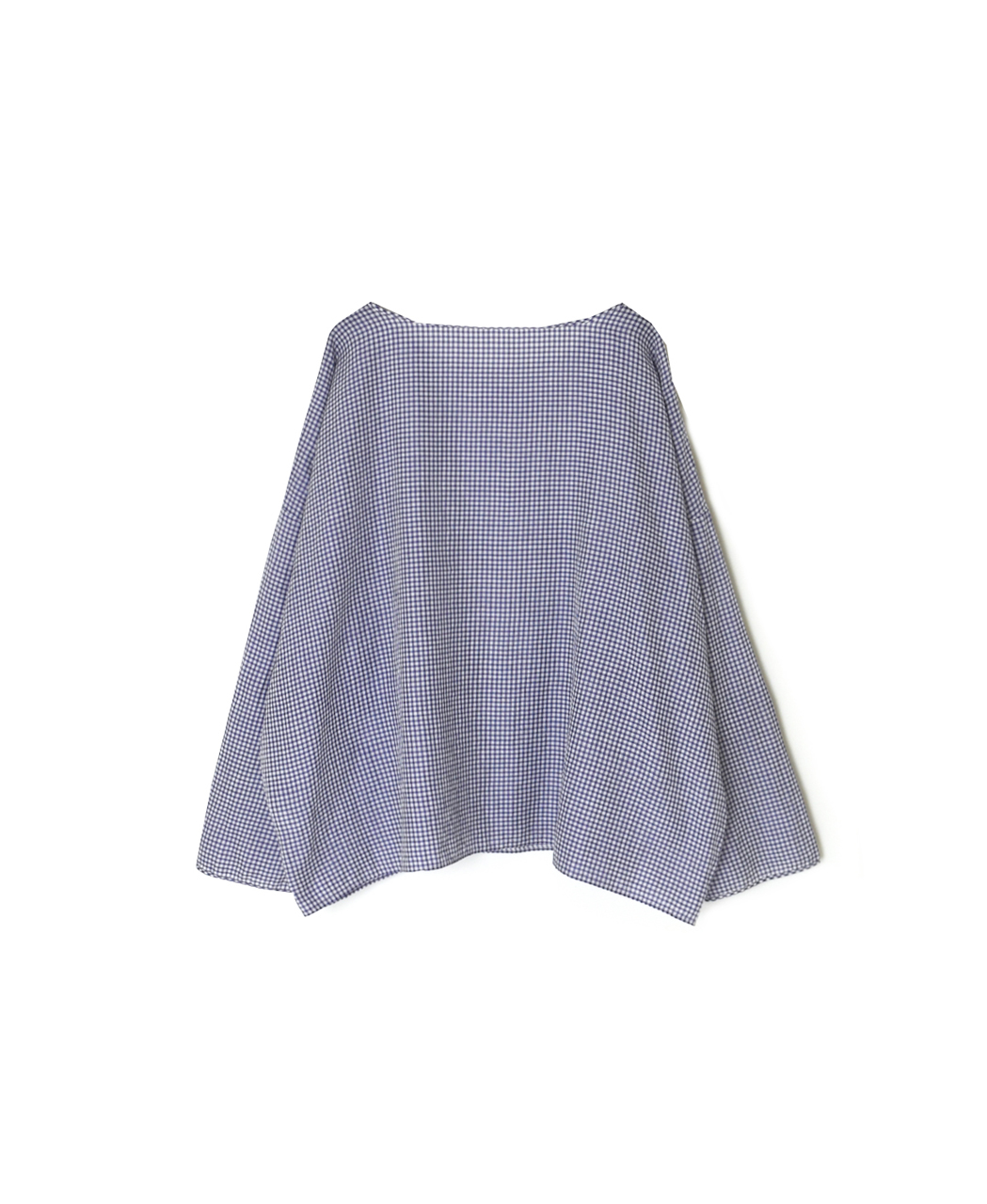 INMDS26022(ブラウス) HANDWOVEN COTTON/SILK GINGHAM CHECK DROP SHOULDER SMOCK