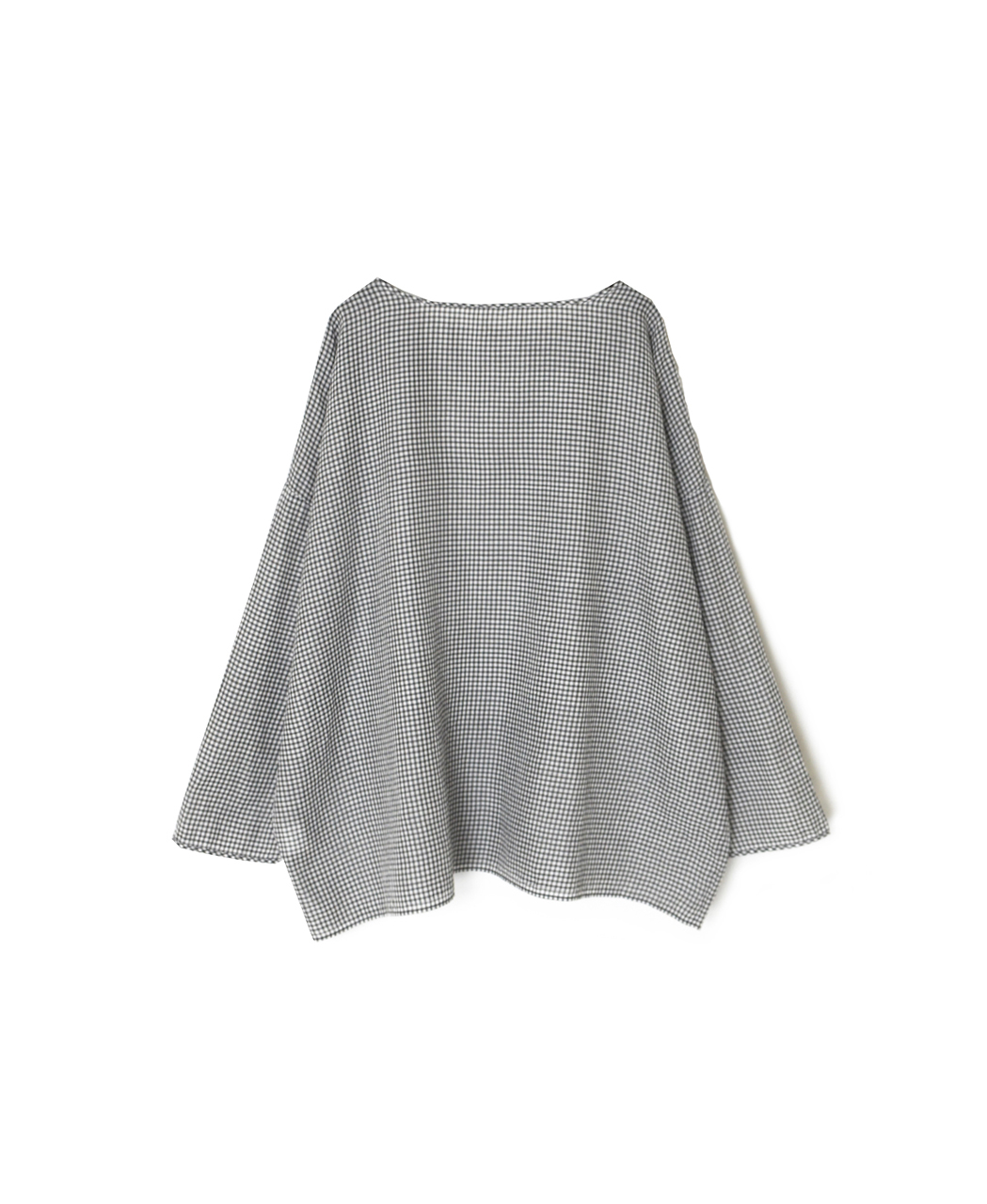 INMDS26022(ブラウス) HANDWOVEN COTTON/SILK GINGHAM CHECK DROP SHOULDER SMOCK