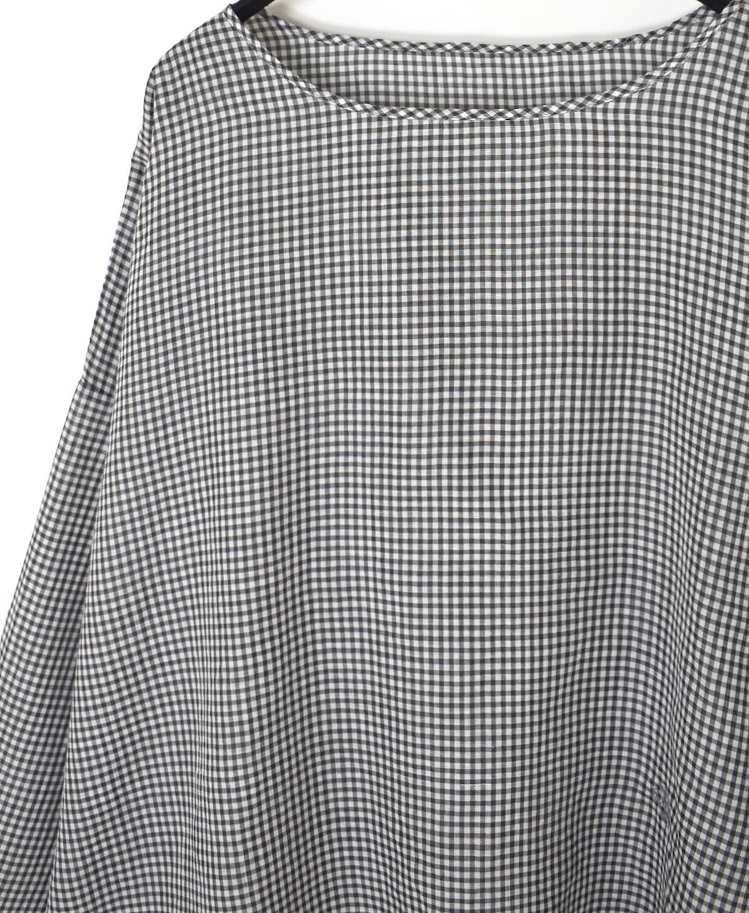 INMDS26022(ブラウス) HANDWOVEN COTTON/SILK GINGHAM CHECK DROP SHOULDER SMOCK