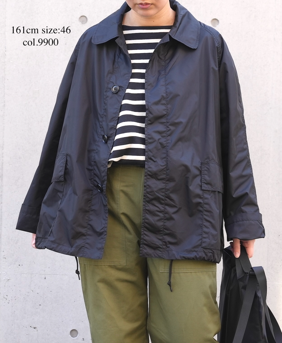 NHT2602PAI(コート) REYCLED NYLON BALMACAAN SHORT COAT WITH GUSSETED POCKET