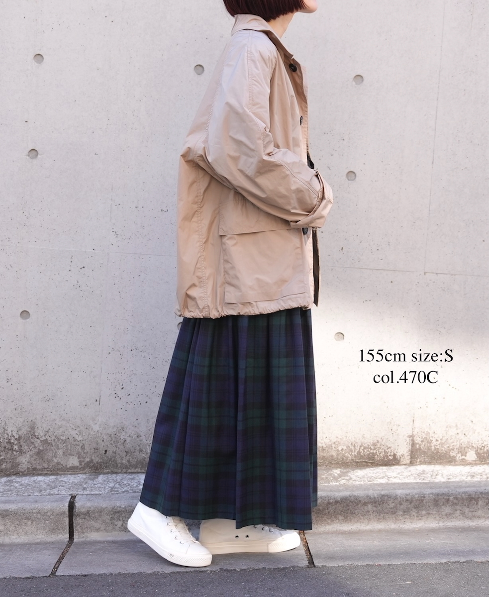 NOD0853 (スカート) WORSTED WOOL LOW WAIST PLEATS WRAP SKIRT LENGTH 80cm (WITH PIN)