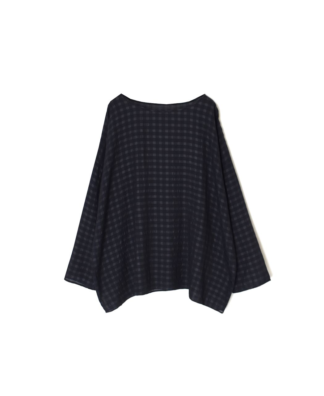 INMDS26032(ブラウス) HANDWOVEN COTTON SILK CHECK DROP SHOULDER SMOCK