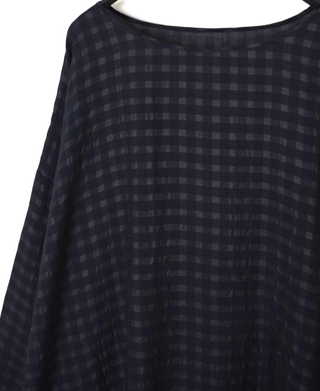 INMDS26032(ブラウス) HANDWOVEN COTTON SILK CHECK DROP SHOULDER SMOCK