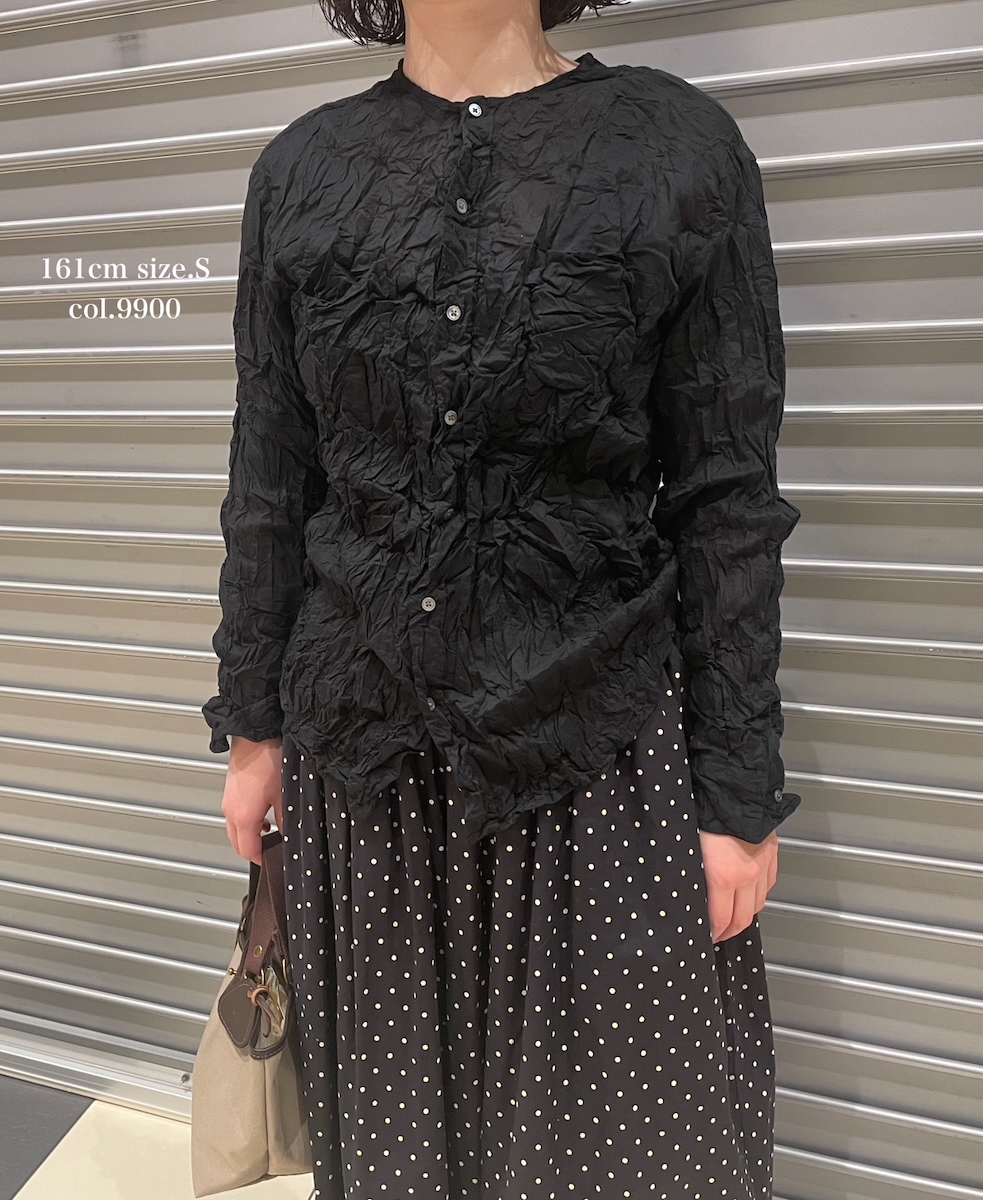 NVL2311CVW (シャツ) 80s ORGANIC VOILE PLAIN (WRINKLE) CREW-NECK L/SL OVERSIZED SHIRT