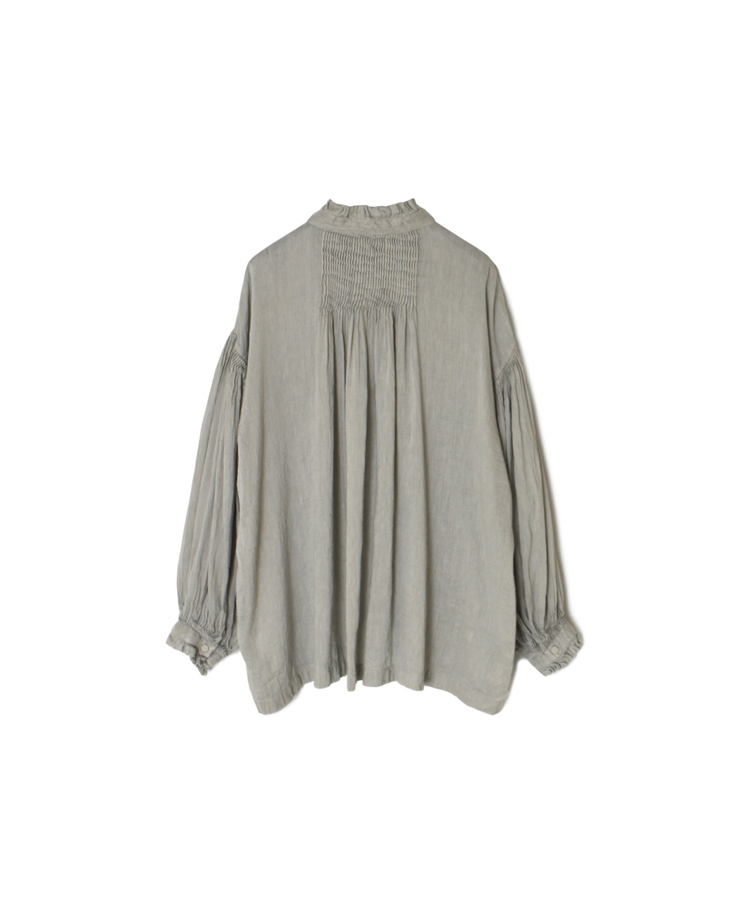 INMDS25011D(シャツ) 60s AUTO LOOM LINEN/COTTON PLAIN(OVERDYE) FRILL COLLAR SHIRTS WITH MINI PINTUCK