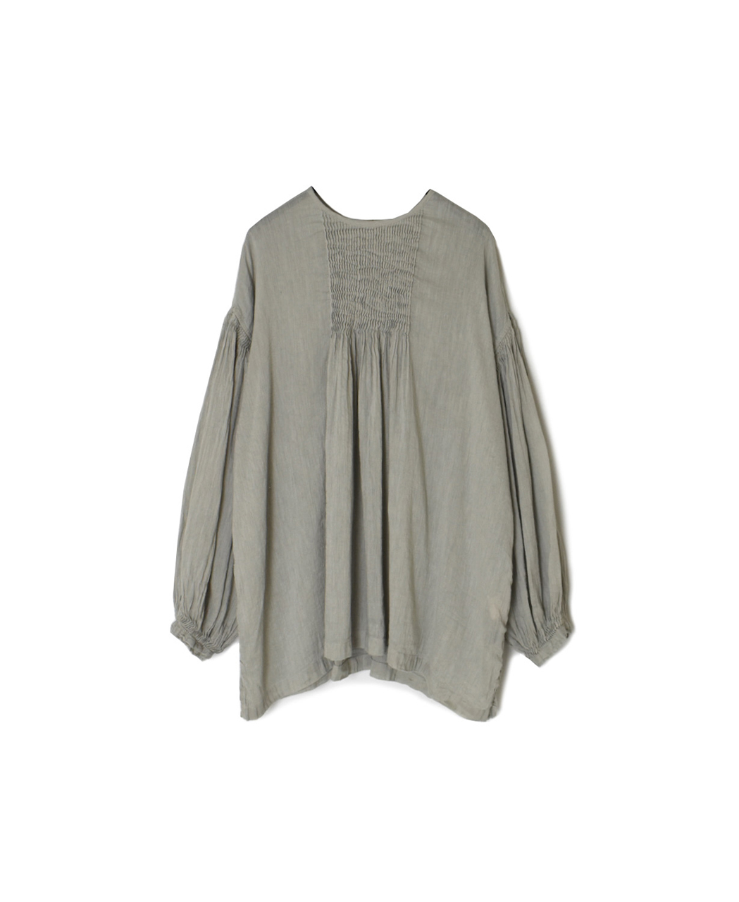 INMDS25012D(シャツ) 60s AUTO LOOM LINEN/COTTON PLAIN(OVERDYE) BACK OPENING CREW-NECK SHIRTS WITH MINI PINTUCK