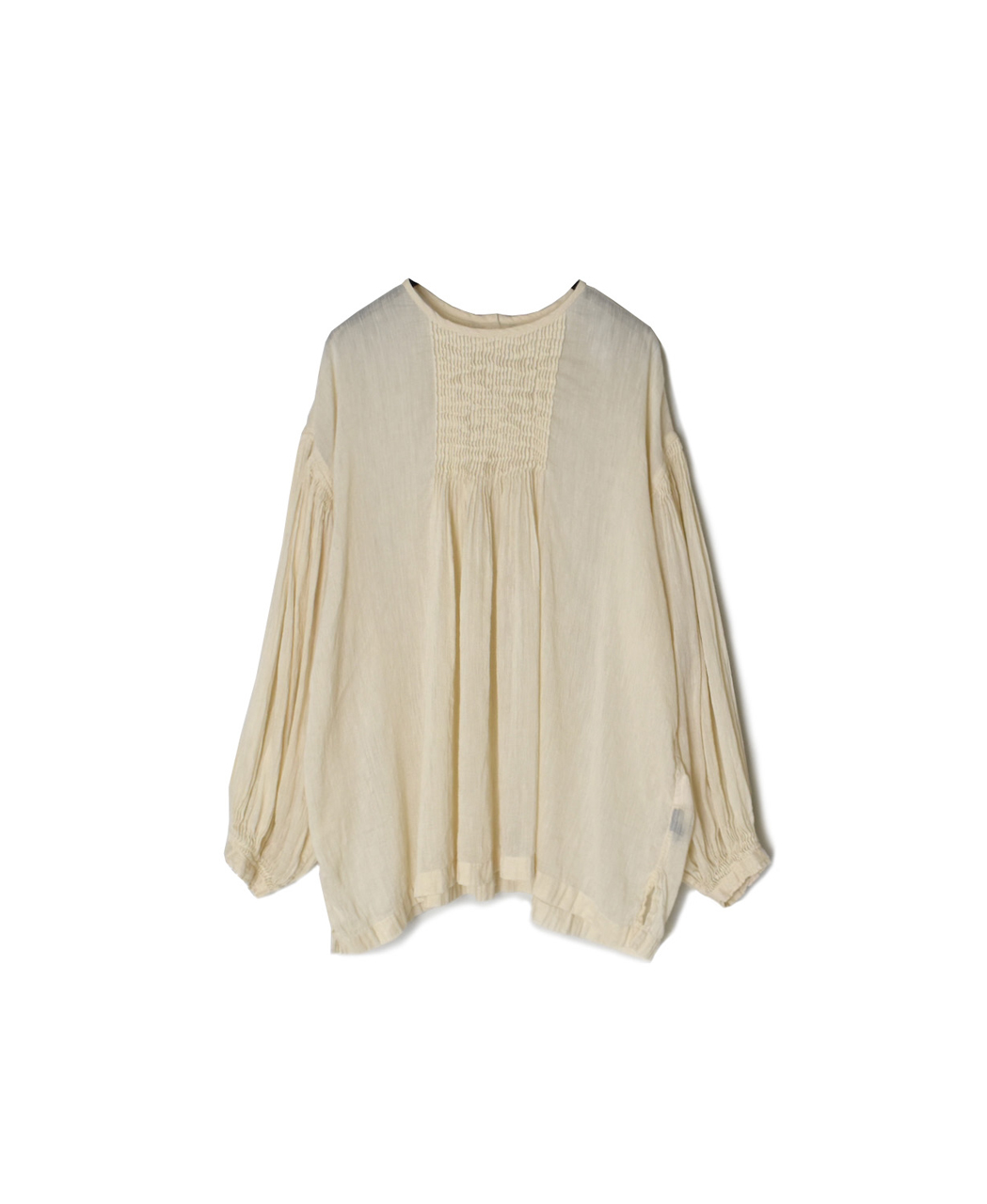 INMDS25012D(シャツ) 60s AUTO LOOM LINEN/COTTON PLAIN(OVERDYE) BACK OPENING CREW-NECK SHIRTS WITH MINI PINTUCK