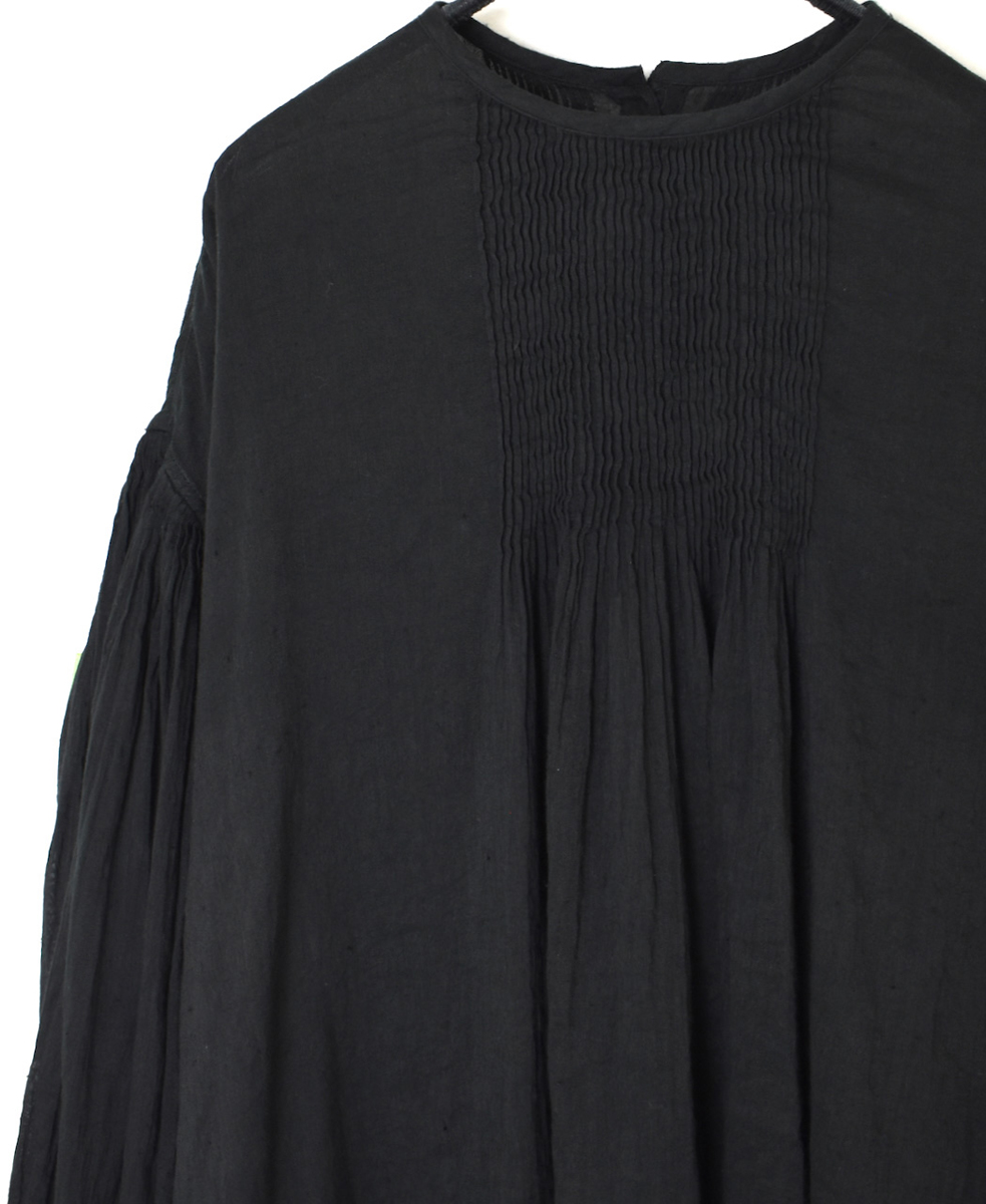 INMDS25012D(シャツ) 60s AUTO LOOM LINEN/COTTON PLAIN(OVERDYE) BACK OPENING CREW-NECK SHIRTS WITH MINI PINTUCK