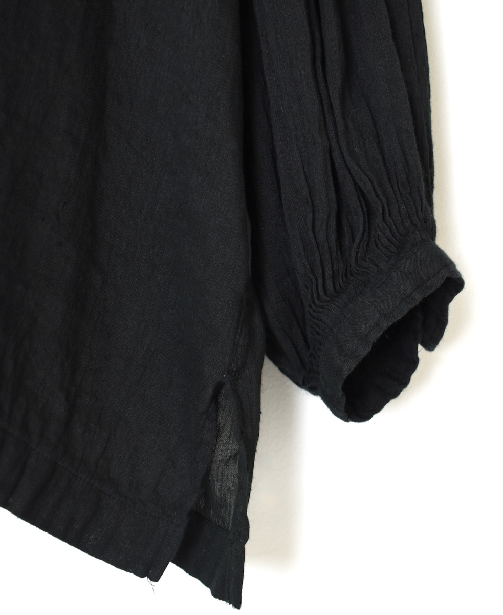 INMDS25012D(シャツ) 60s AUTO LOOM LINEN/COTTON PLAIN(OVERDYE) BACK OPENING CREW-NECK SHIRTS WITH MINI PINTUCK