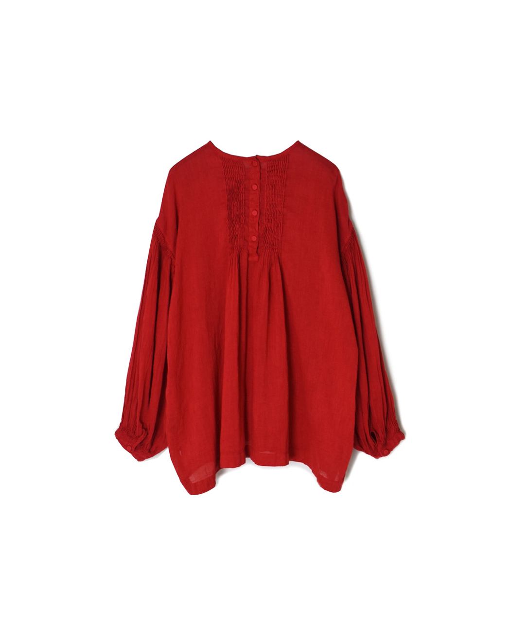 INMDS25012D(シャツ) 60s AUTO LOOM LINEN/COTTON PLAIN(OVERDYE) BACK OPENING CREW-NECK SHIRTS WITH MINI PINTUCK