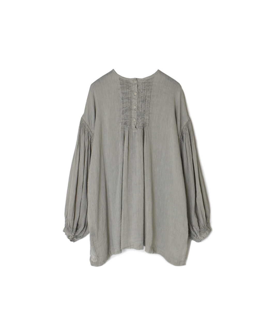 INMDS25012D(シャツ) 60s AUTO LOOM LINEN/COTTON PLAIN(OVERDYE) BACK OPENING CREW-NECK SHIRTS WITH MINI PINTUCK