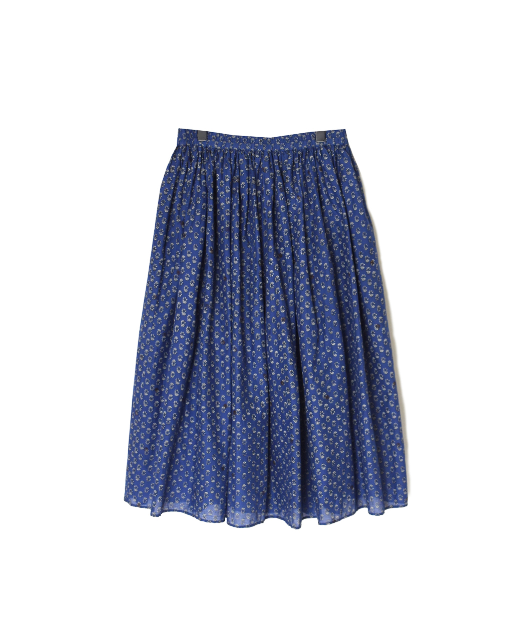 NMDS26254(スカート) 80s VOILE SMALL GENTIANA BLOCK PRINT GATHERED SKIRT WITH LINING