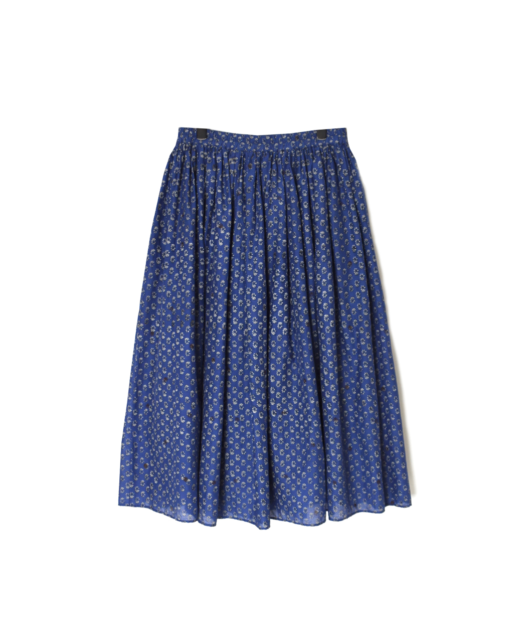 NMDS26254(スカート) 80s VOILE SMALL GENTIANA BLOCK PRINT GATHERED SKIRT WITH LINING