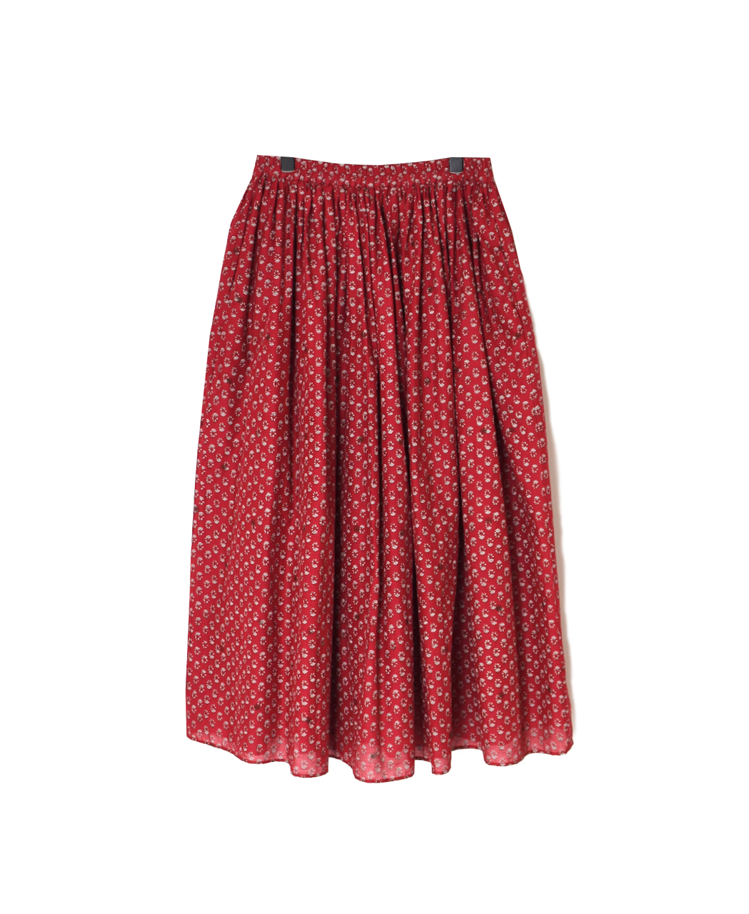 NMDS26254(スカート) 80s VOILE SMALL GENTIANA BLOCK PRINT GATHERED SKIRT WITH LINING