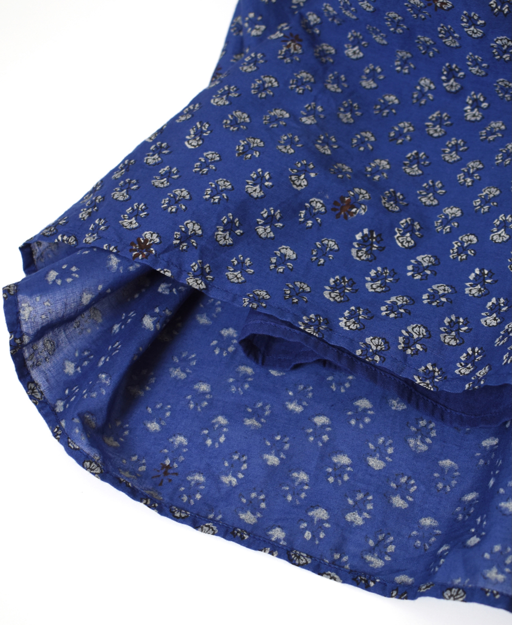 NMDS26254(スカート) 80s VOILE SMALL GENTIANA BLOCK PRINT GATHERED SKIRT WITH LINING