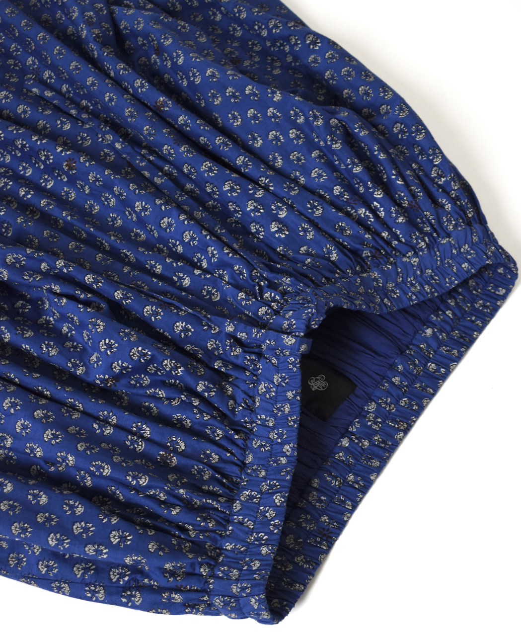 NMDS26254(スカート) 80s VOILE SMALL GENTIANA BLOCK PRINT GATHERED SKIRT WITH LINING