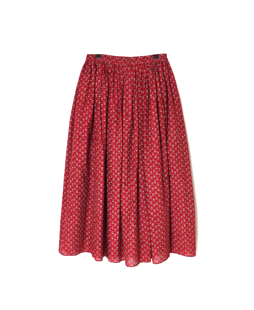 NMDS26254(スカート) 80s VOILE SMALL GENTIANA BLOCK PRINT GATHERED SKIRT WITH LINING
