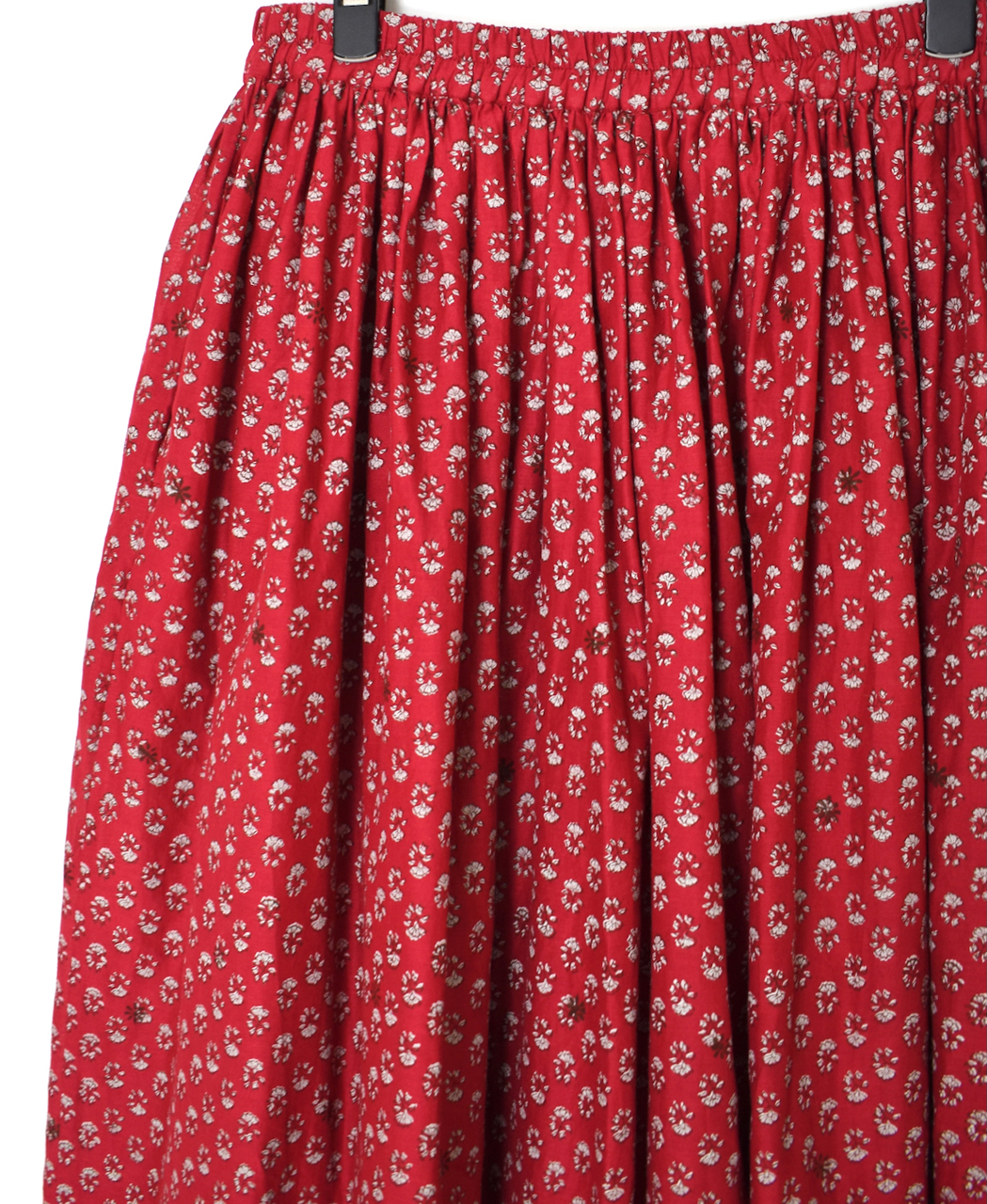 NMDS26254(スカート) 80s VOILE SMALL GENTIANA BLOCK PRINT GATHERED SKIRT WITH LINING