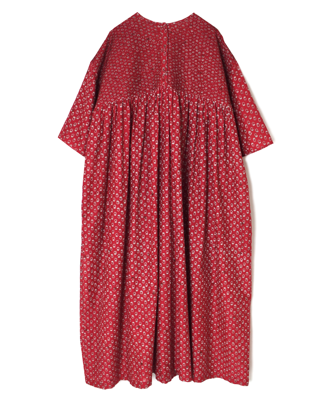 NMDS26253(ワンピース) 80s VOILE SMALL GENTIANA BLOCK PRINT BACK OPENING PULLOVER DRESS WITH MINI PINTUCK