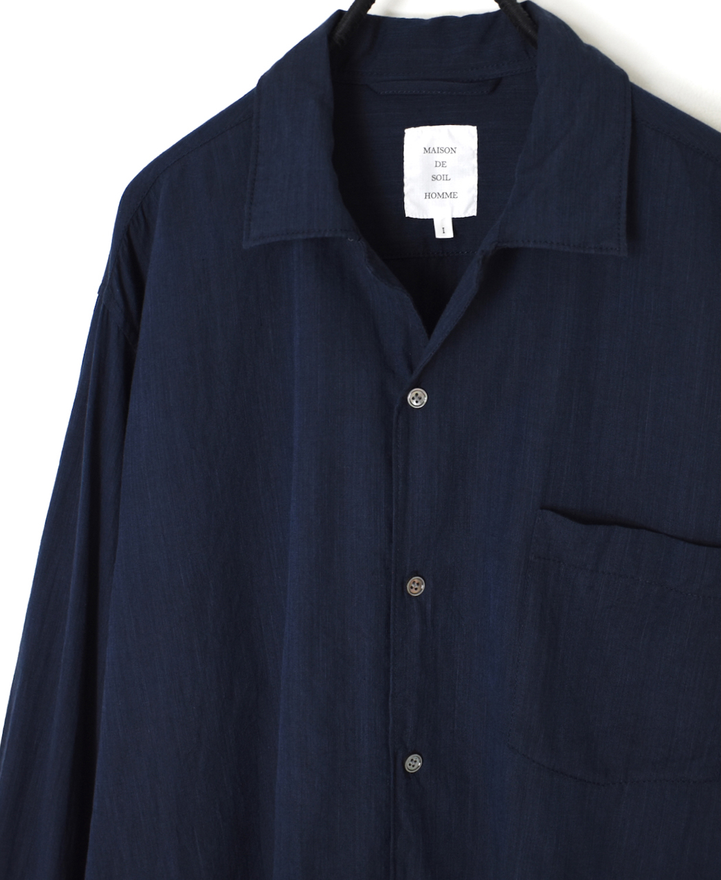 IMDSH2611H(シャツ) HANDWOVEN COTTON HAKEME OPEN COLLAR L/SL SHIRTS