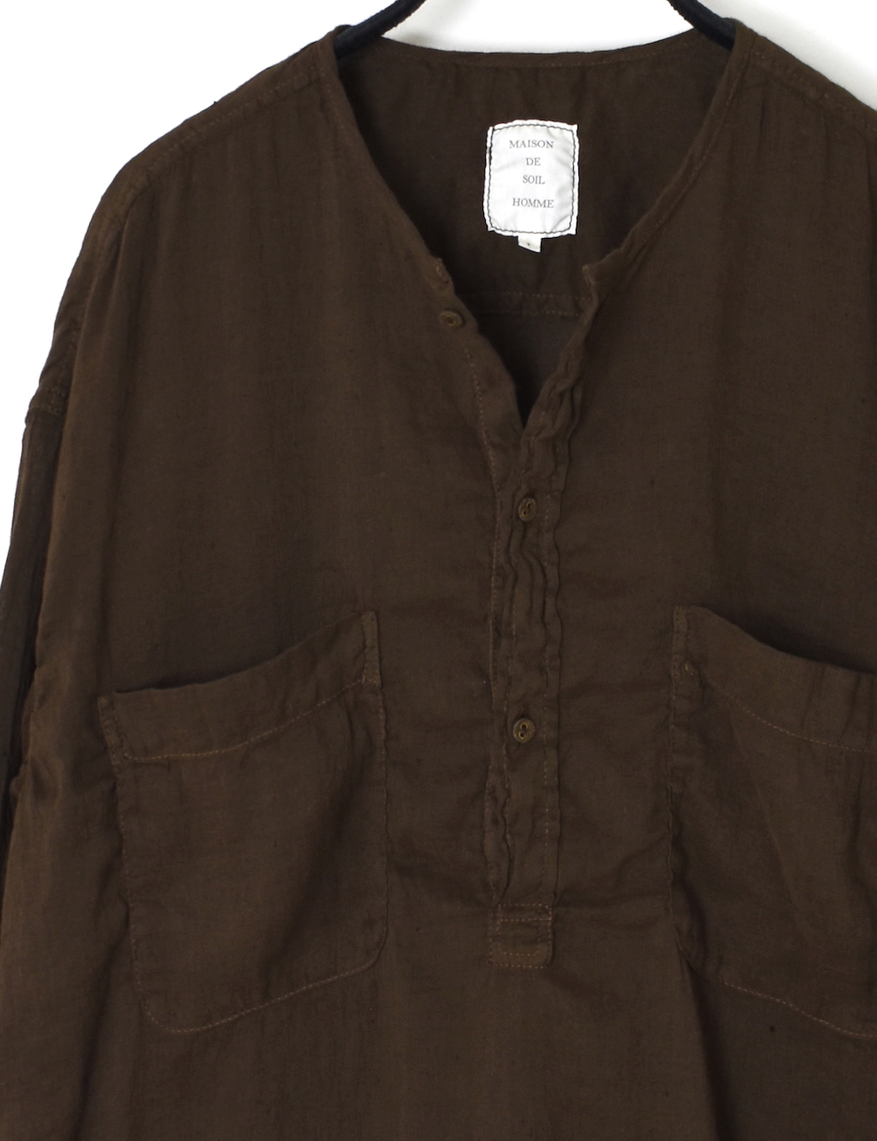 IMDSH2502LCD(シャツ) AUTLOOM LINEN/COTTON PLAIN OVERDYE 3/4SL PULLOVER SHIRTS