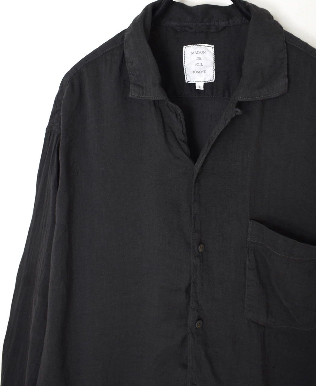 IMDSH2611LCD(シャツ) AUTLOOM LINEN/COTTON PLAIN OVERDYE OPEN COLLAR L/SL SHIRTS