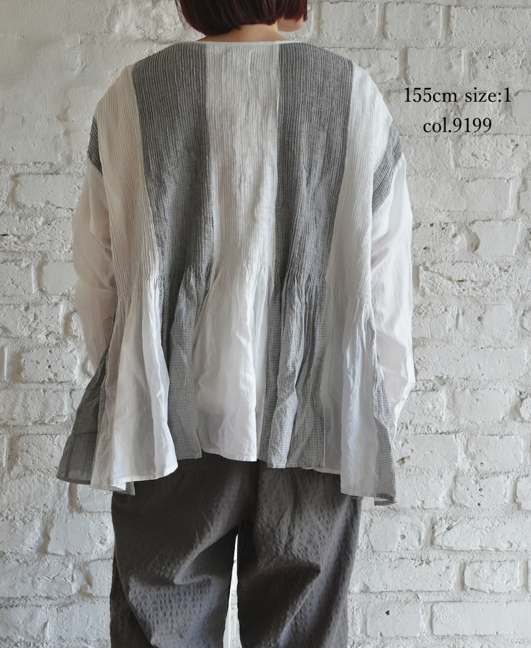 INMDS26111W(シャツ) HANDWOVEN COTTON SINGLE CHECK PATCHWORK(WASHED) BALL BUTTON SHIRTS WITH MINI PINTUCK