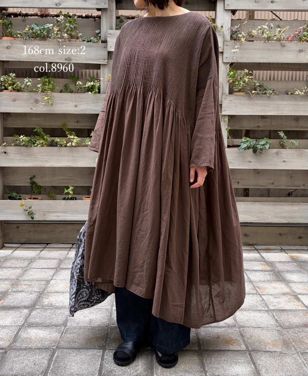 NMDS26232D(ワンピース) 80s ORGANIC MICRO CHECK OVERDYE MINI PINTUCK PULLOVER DRESS