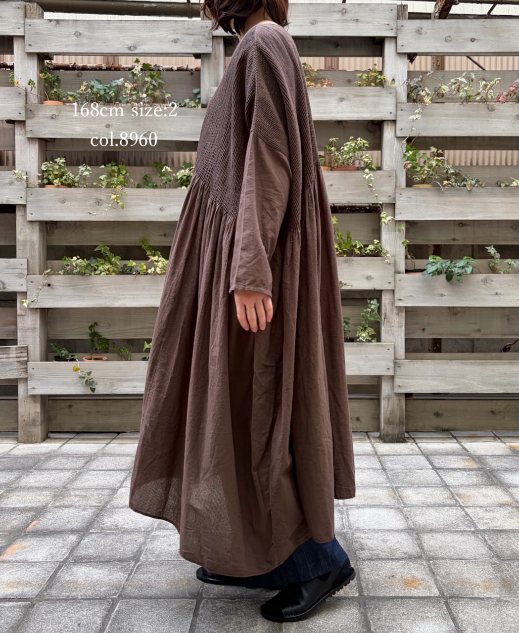 NMDS26232D(ワンピース) 80s ORGANIC MICRO CHECK OVERDYE MINI PINTUCK PULLOVER DRESS