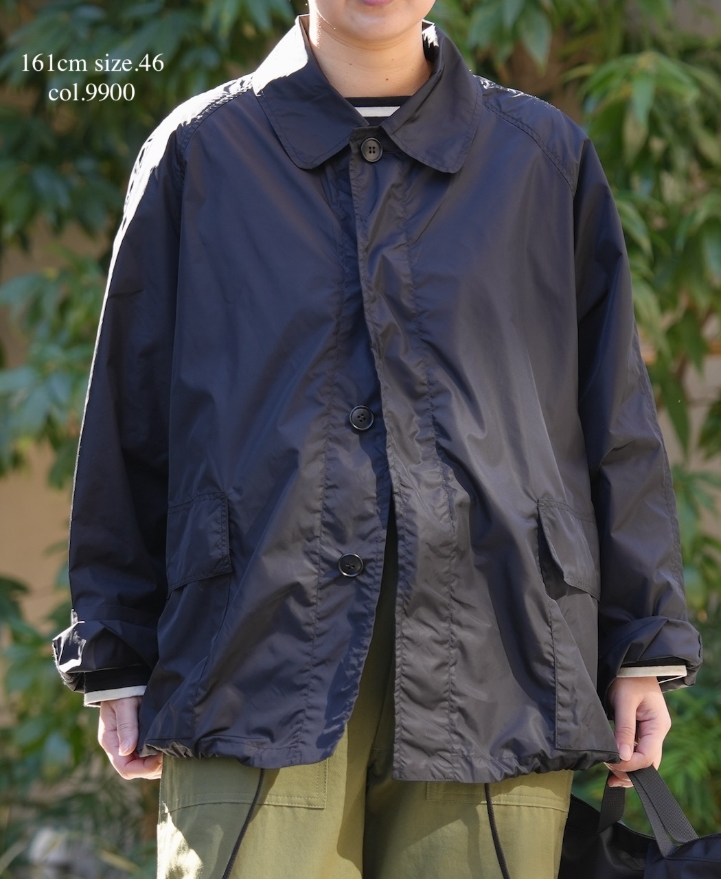 NHT2602PAI(コート) REYCLED NYLON BALMACAAN SHORT COAT WITH GUSSETED POCKET