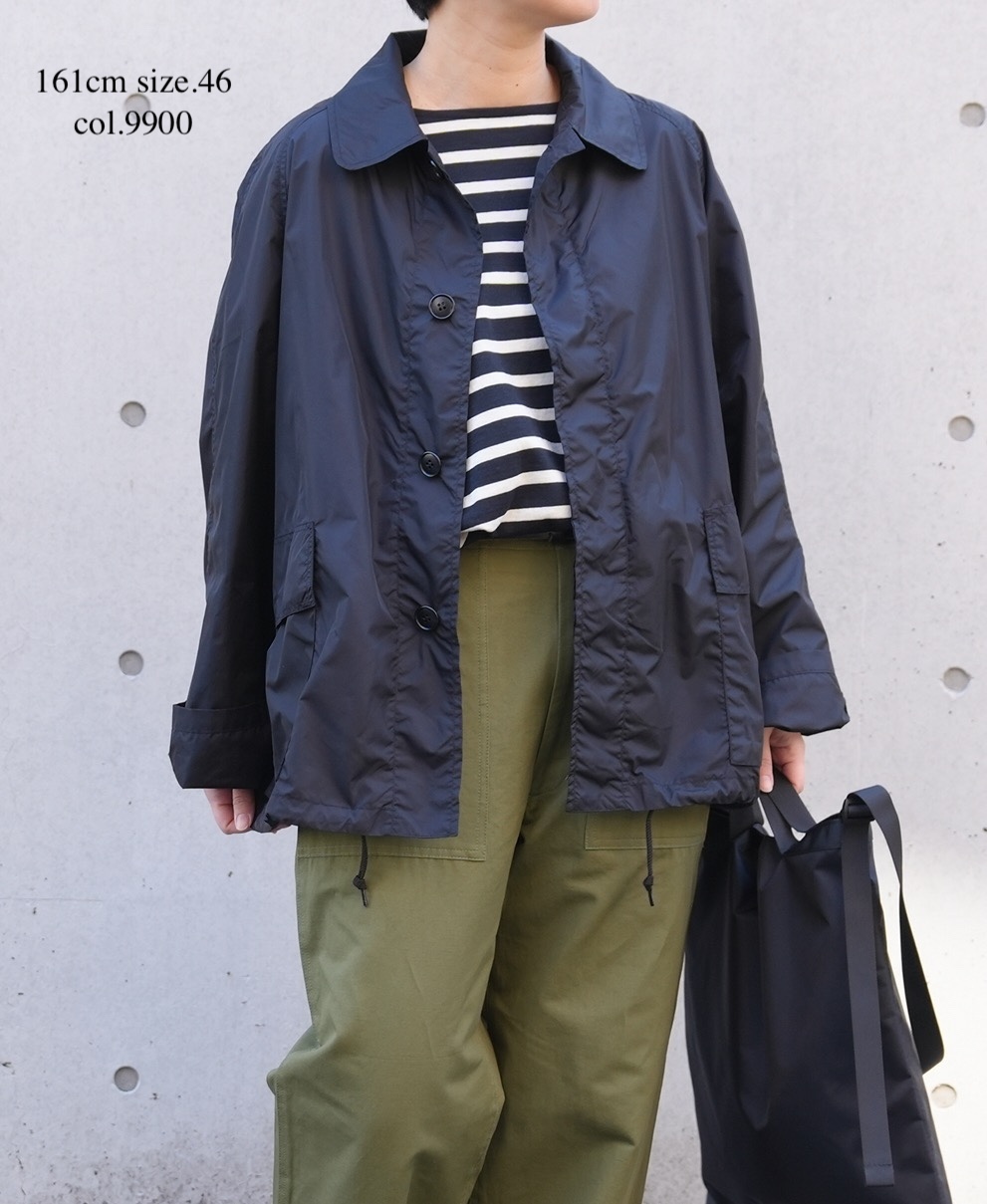 NHT2602PAI(コート) REYCLED NYLON BALMACAAN SHORT COAT WITH GUSSETED POCKET