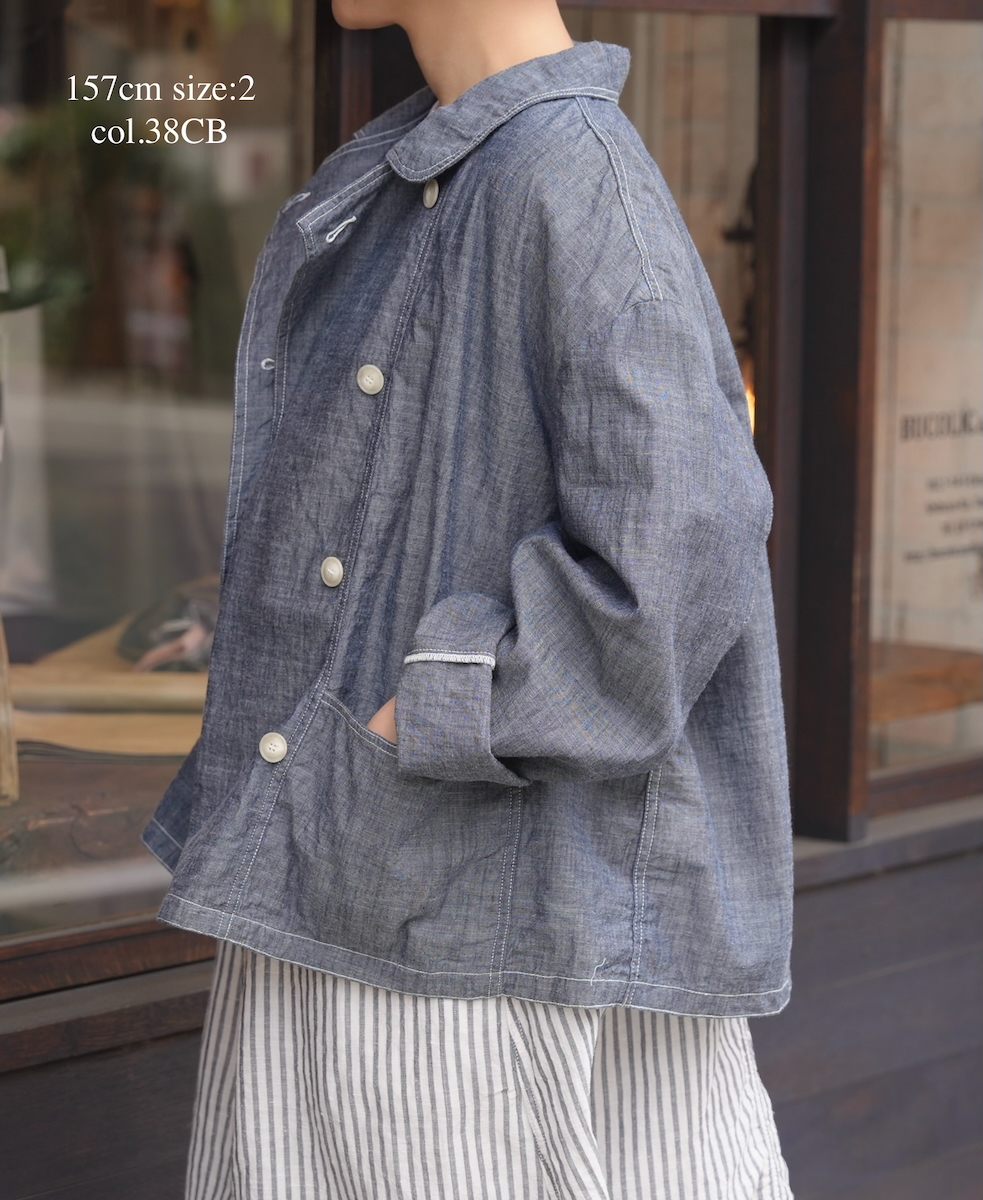 ISNAM2601CB(ジャケット) NAVY(INDIGO) CHAMBRAY ROUND COLLAR DOUBLE JACKET