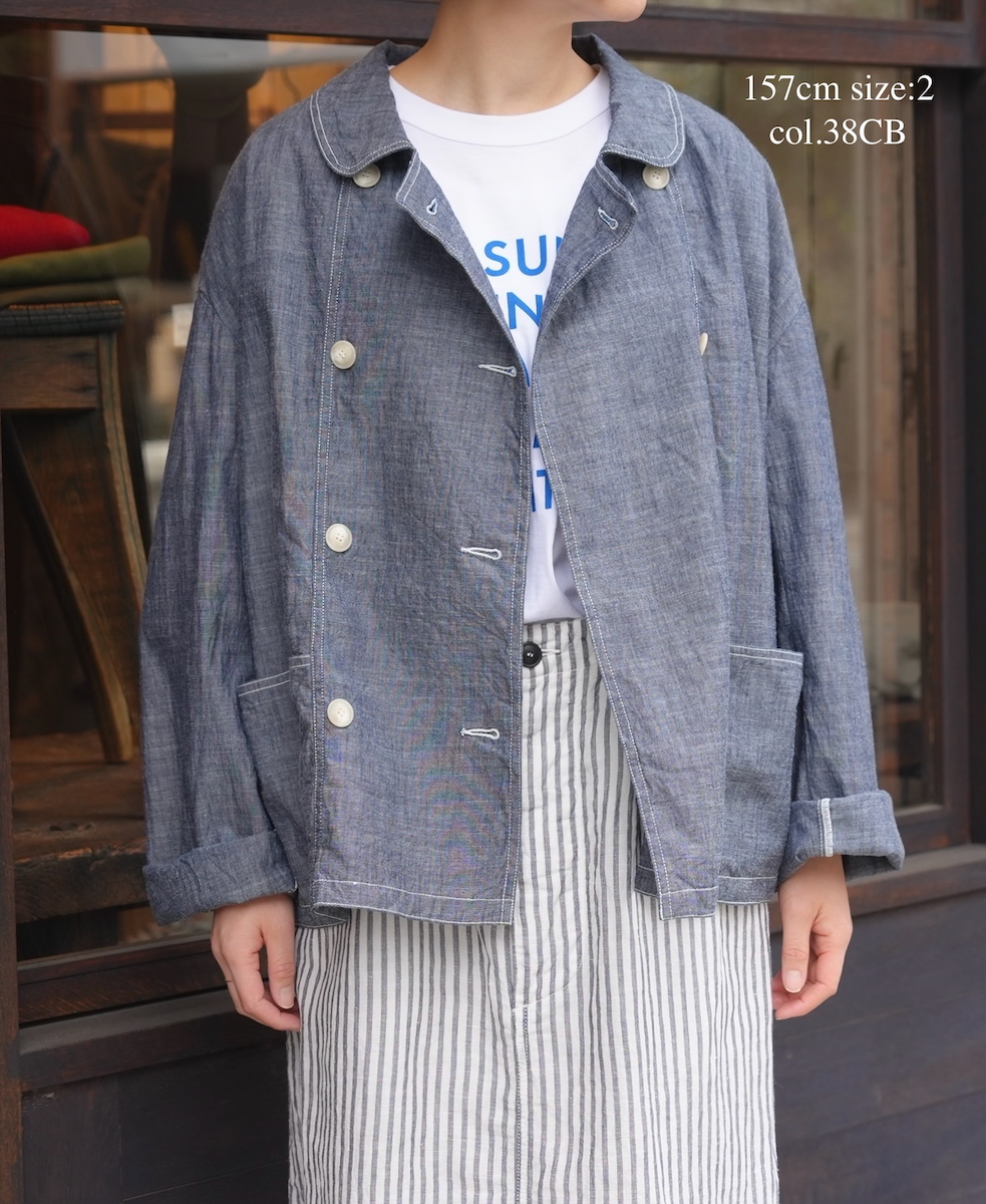 ISNAM2601CB(ジャケット) NAVY(INDIGO) CHAMBRAY ROUND COLLAR DOUBLE JACKET