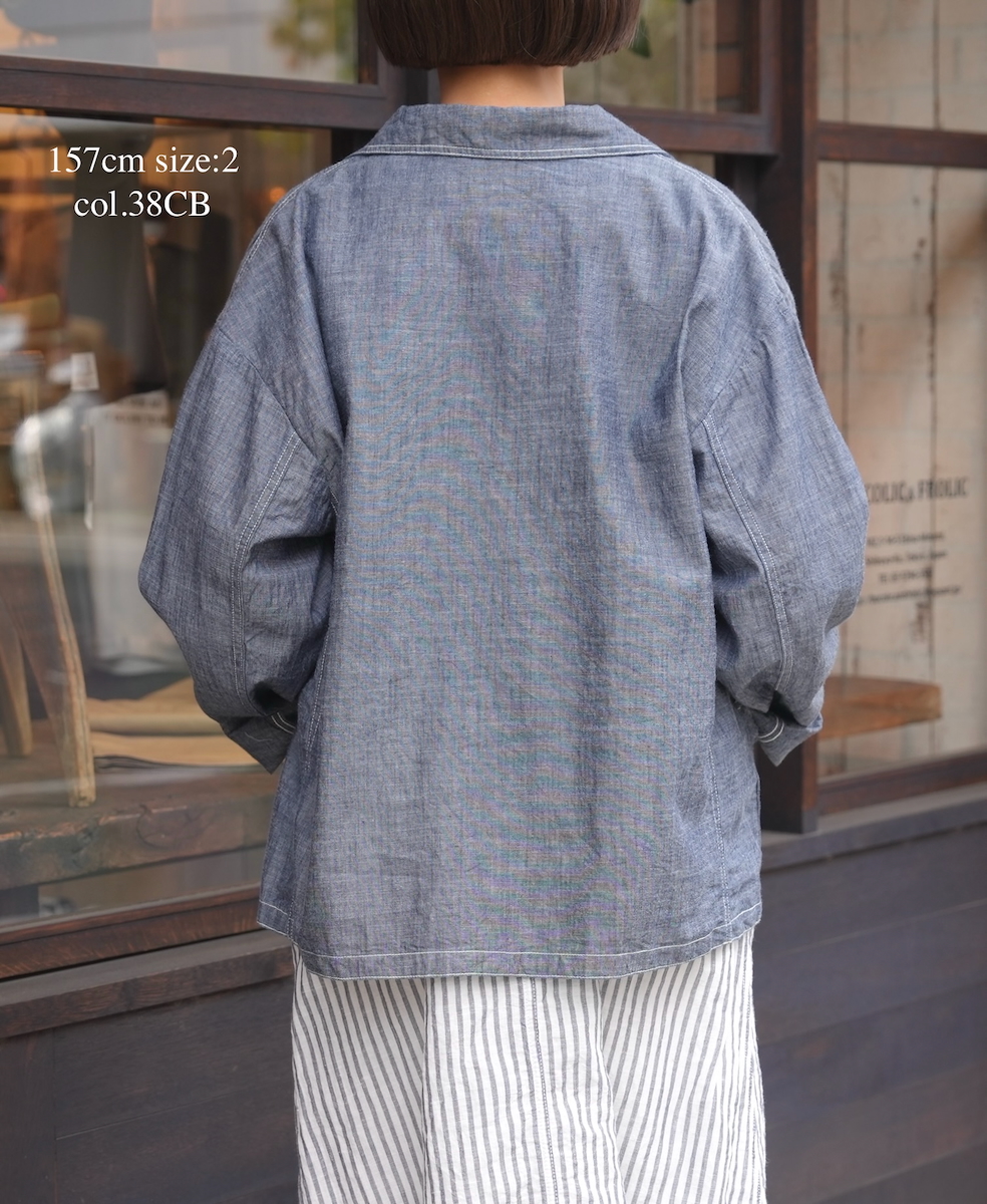 ISNAM2601CB(ジャケット) NAVY(INDIGO) CHAMBRAY ROUND COLLAR DOUBLE JACKET
