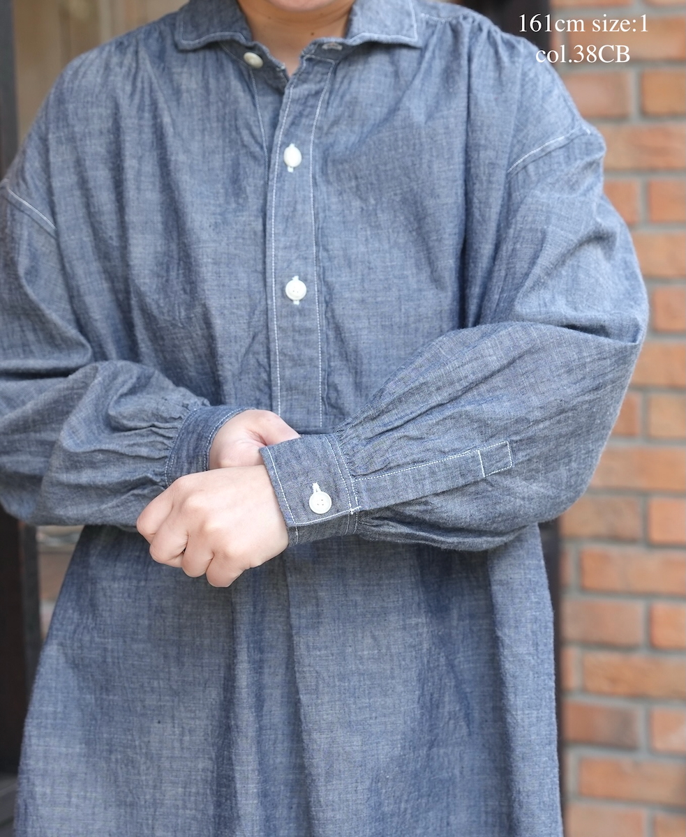 ISNAM2605CB(シャツ) NAVY(INDIGO) CHAMBRAY WORK GATHERED SHIRT