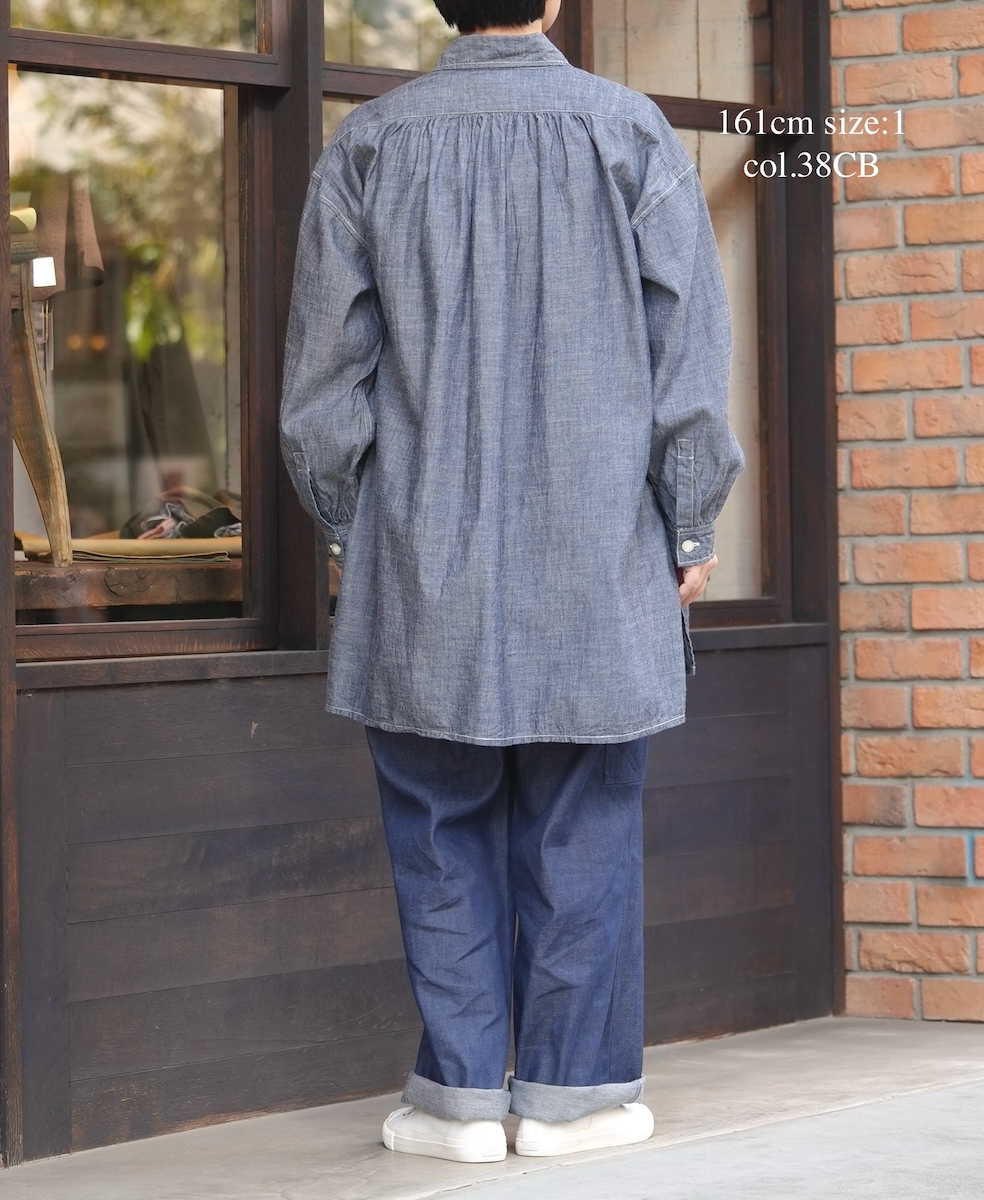ISNAM2605CB(シャツ) NAVY(INDIGO) CHAMBRAY WORK GATHERED SHIRT