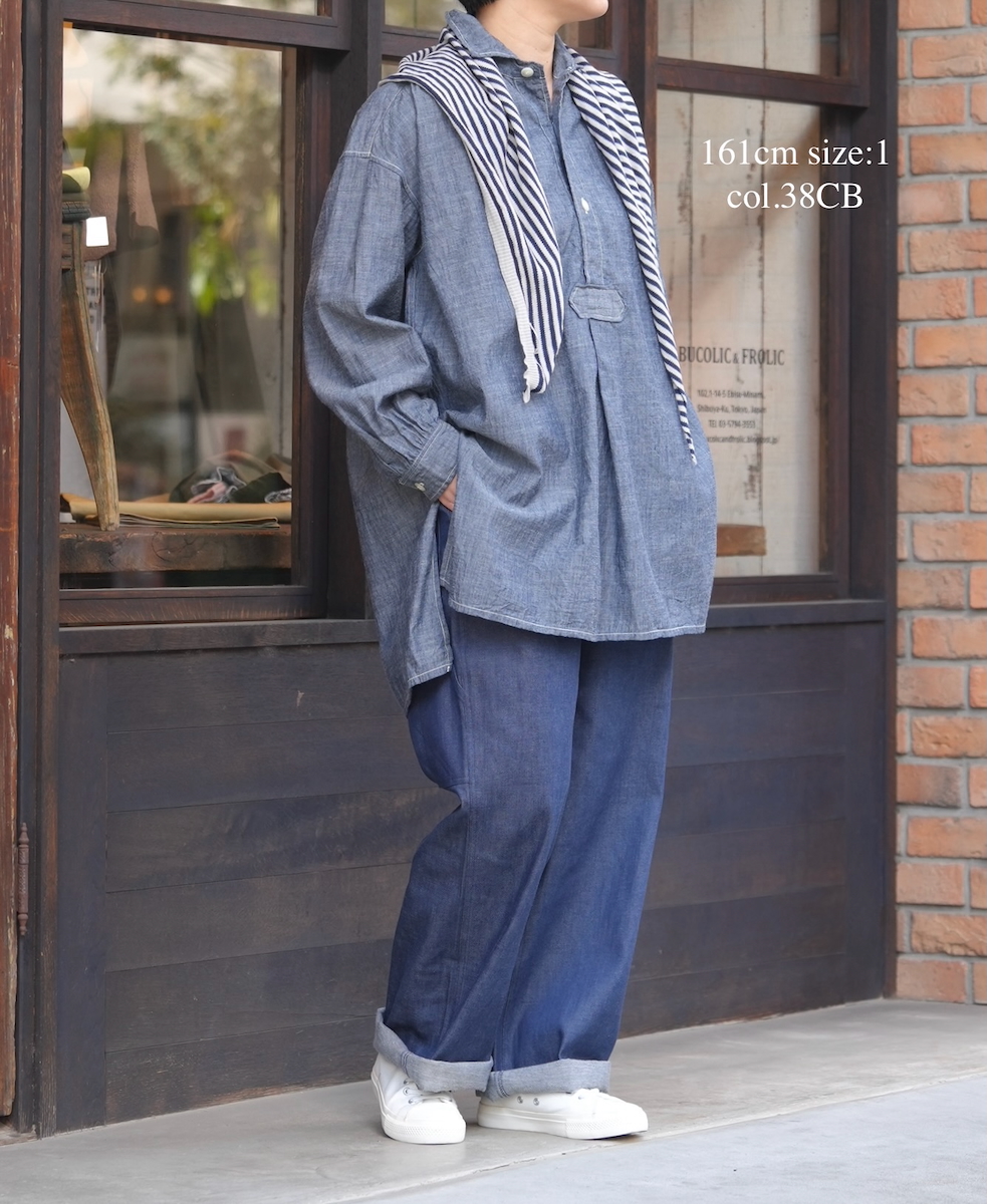 ISNAM2605CB(シャツ) NAVY(INDIGO) CHAMBRAY WORK GATHERED SHIRT