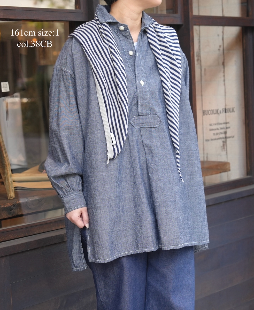 ISNAM2605CB(シャツ) NAVY(INDIGO) CHAMBRAY WORK GATHERED SHIRT